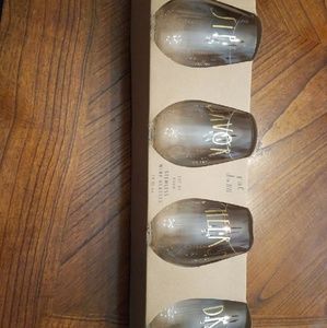 Rae Dunn stemless wine glasses